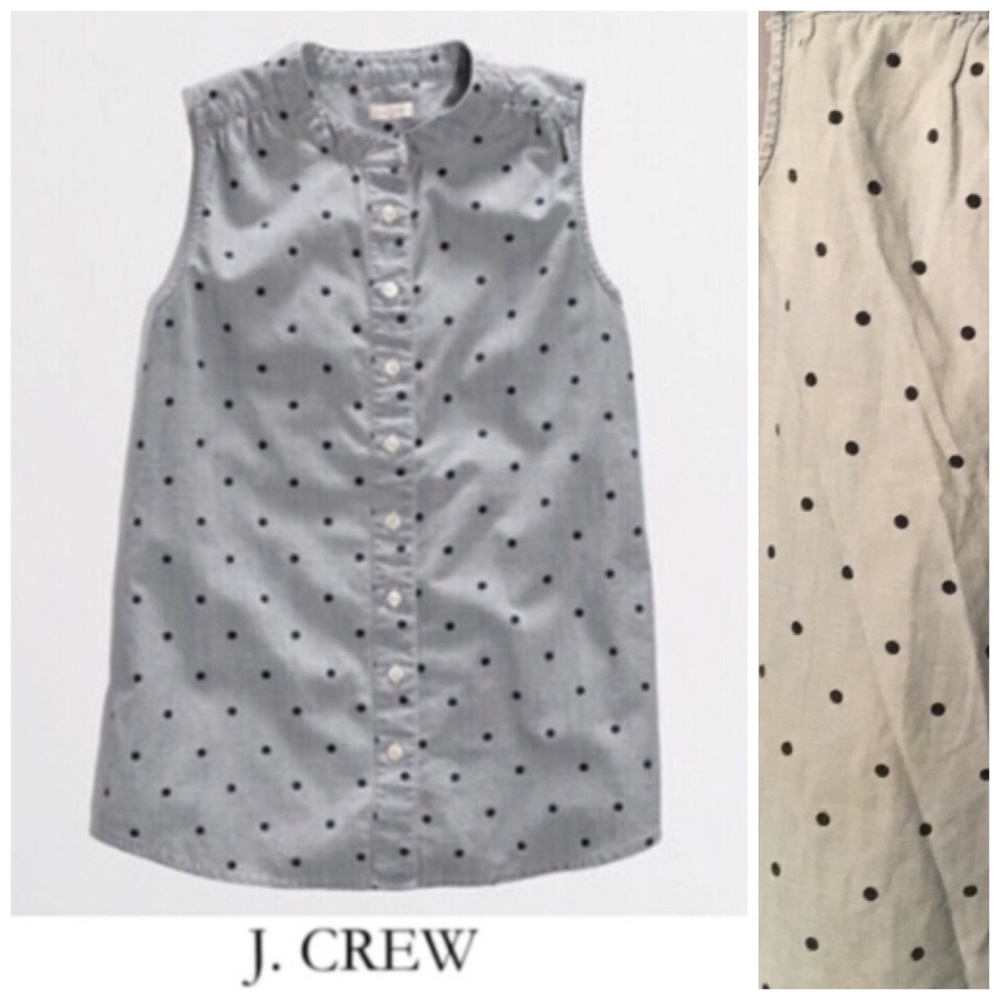 ✨ J. Crew Factory Women's Chambray Polka Dot Shirt - Picture 1 of 9